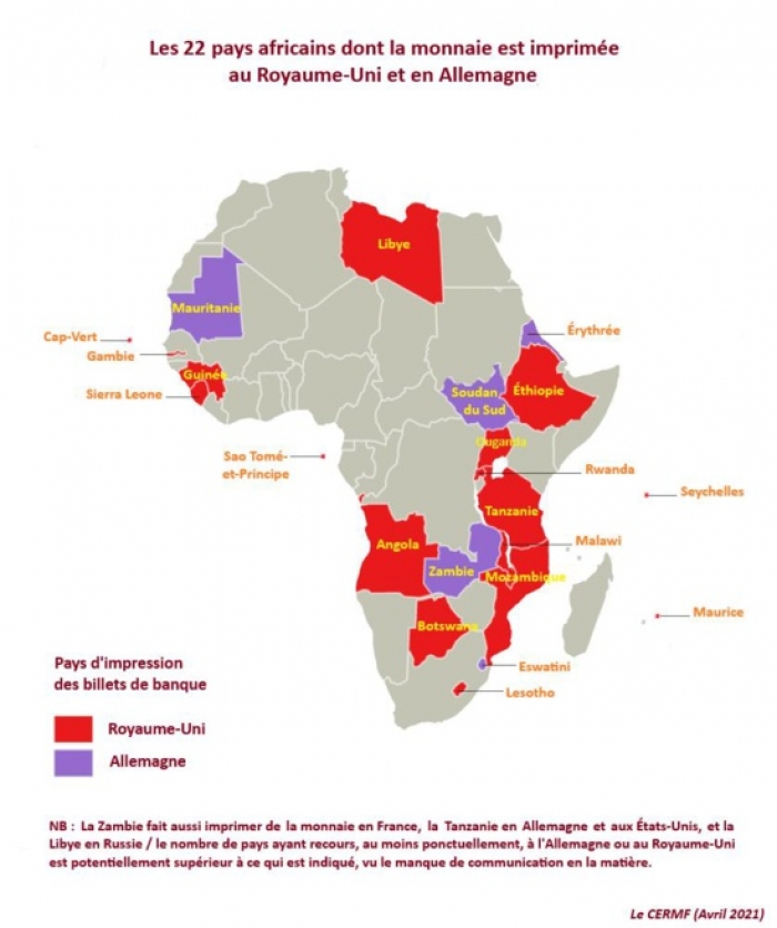 Les 22 pays africains qui importent leur monnaie d’Angleterre et d’Allemagne